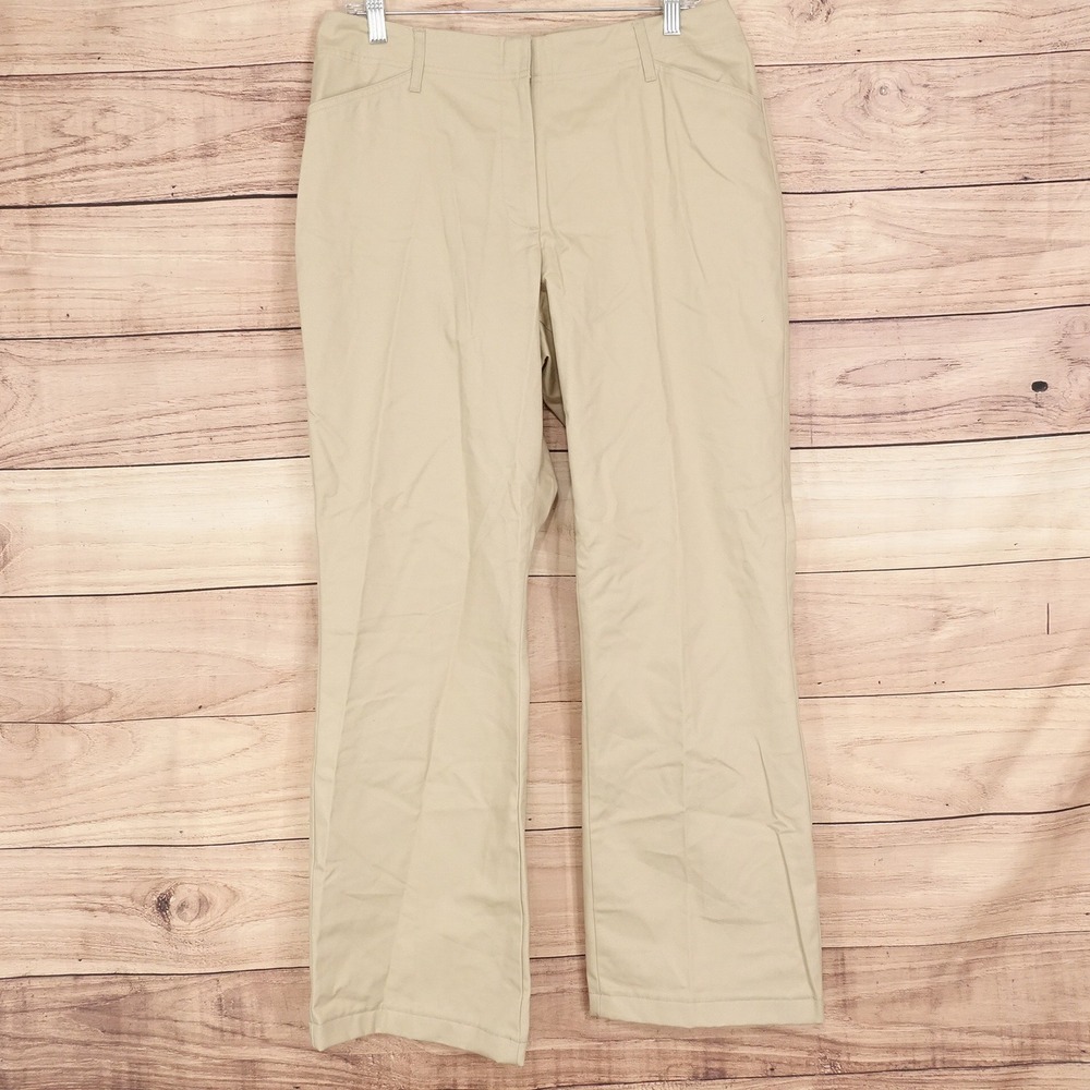 Lands End Chino Pants Womens 10 Khaki Straight Leg Cotton Blend 11421